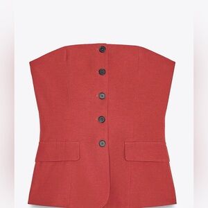 NWT - Zara Buttoned Strapless Top - XS